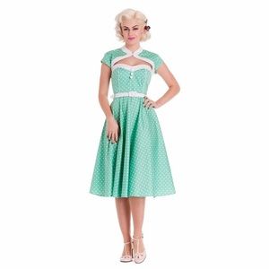 Hell Bunny Mint Polka Dot Swing Dress with Bolero